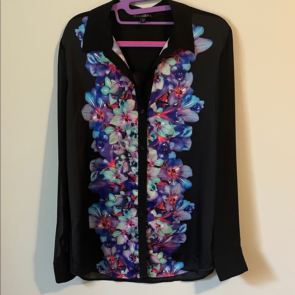 Express Floral Black Blouse